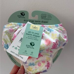 Swim diaper 12M (green sprouts Pull-up Reusable Swimsuit Diaper, toddler girl)